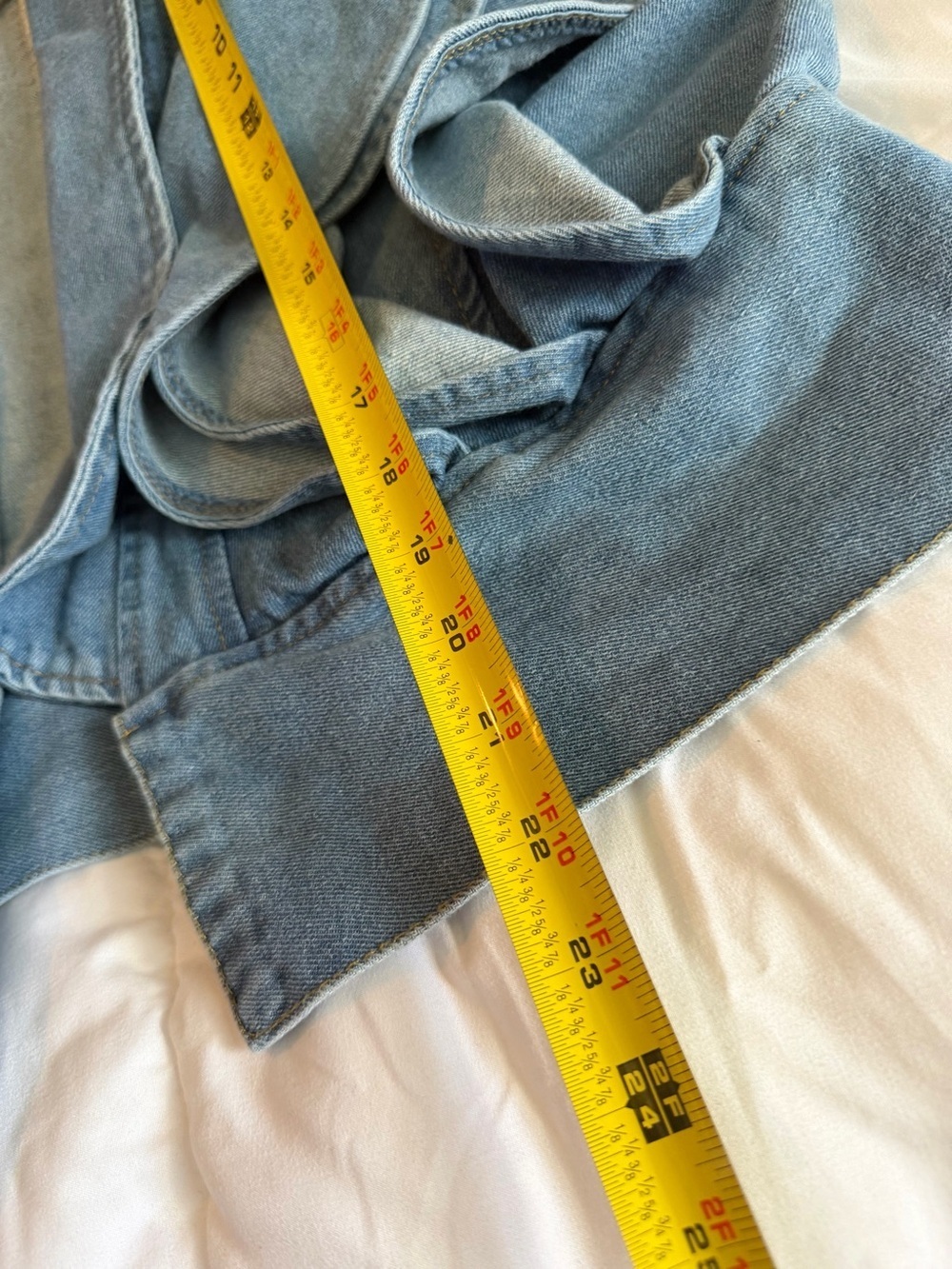 Blue Denim Ruffle Shoulder Jacket - Picture 6 of 6